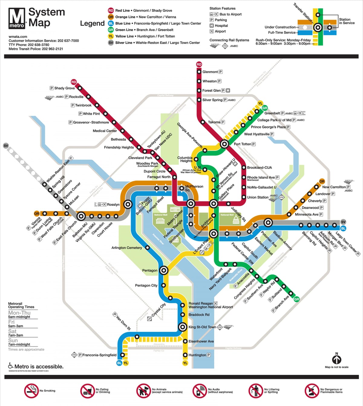 Вашингтон DC метро карта серебряная линия