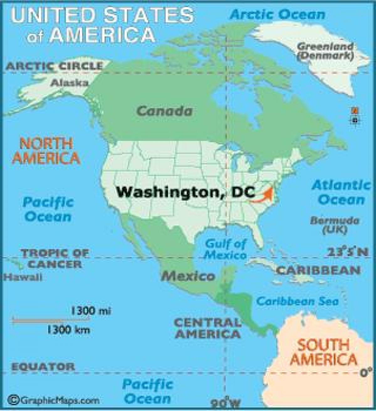 Вашингтон на карте мира