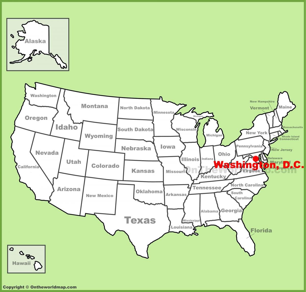 Вашингтон, округ Колумбия на карте Америки