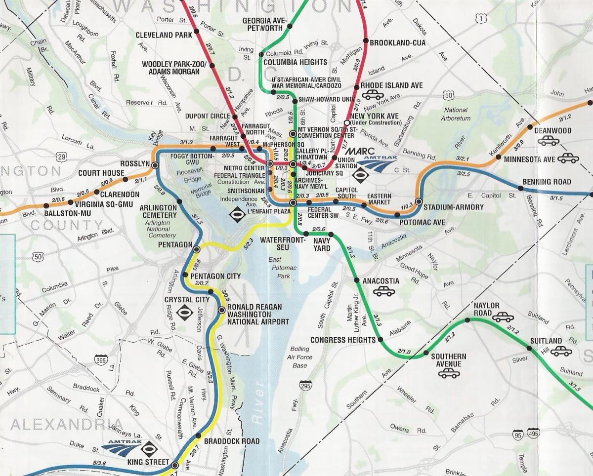 улица Вашингтона DC карту со станциями метро 