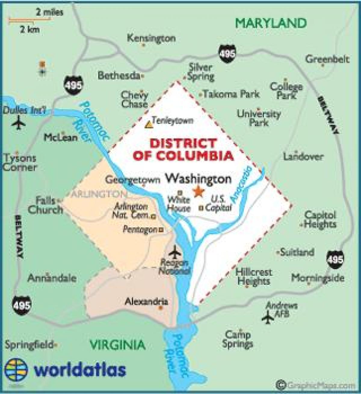 Вашингтон и штат Вашингтон карта