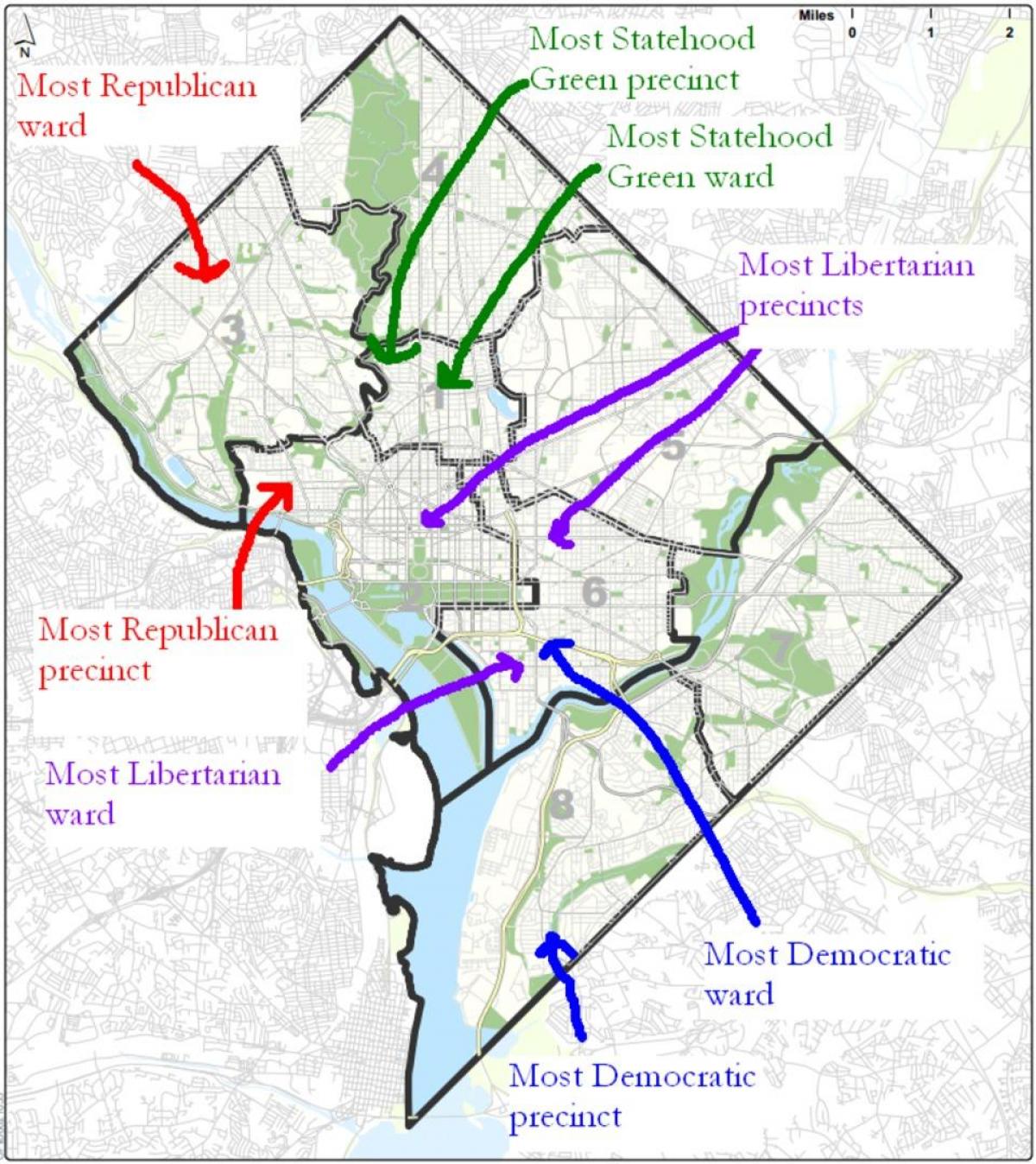 карта Вашингтона политической