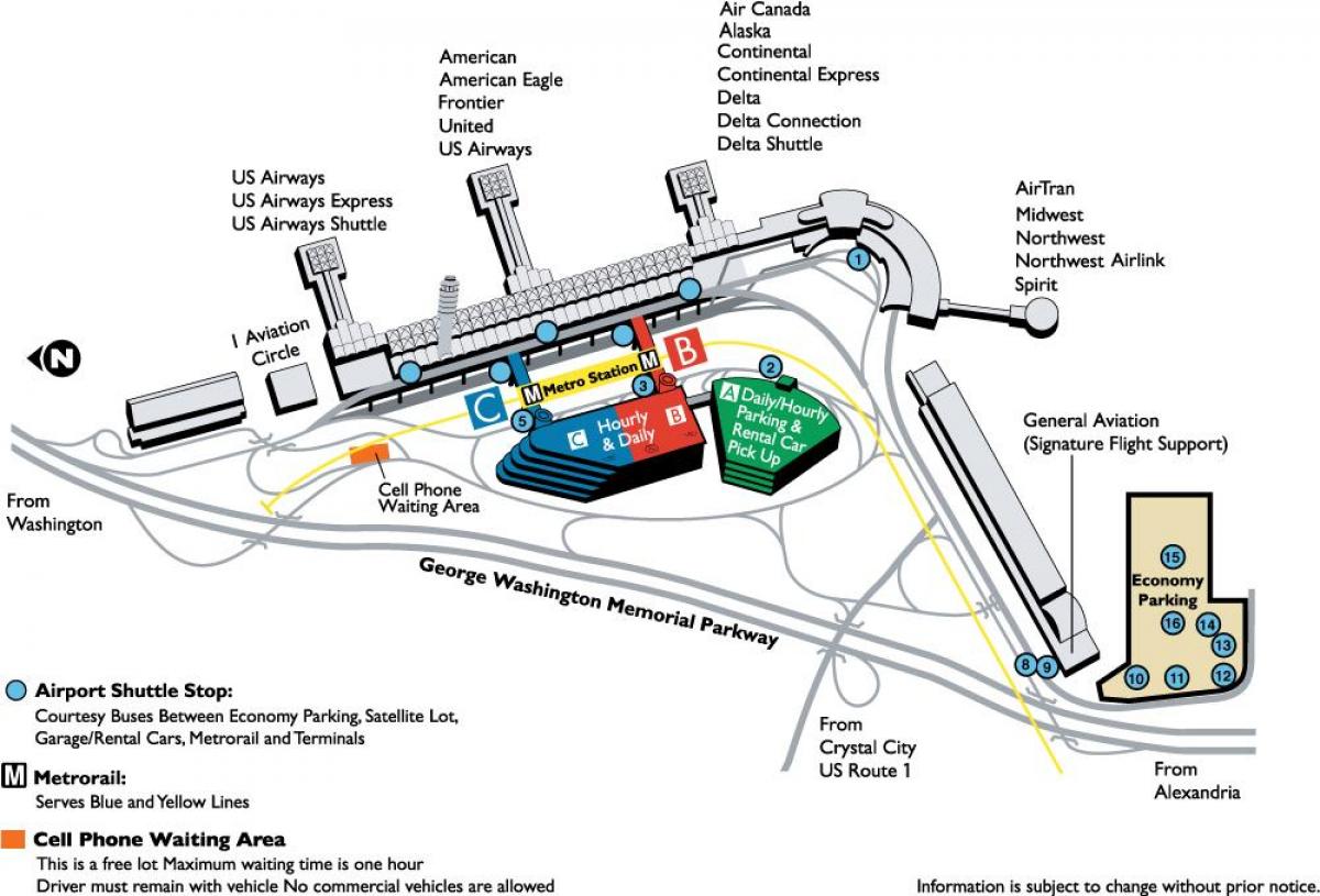 Национальный аэропорт Рональд Рейган карте