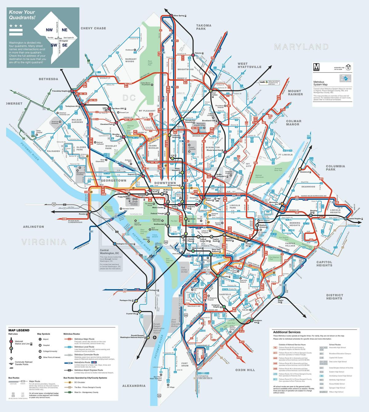 Вашингтон автобусных маршрутов DC карту