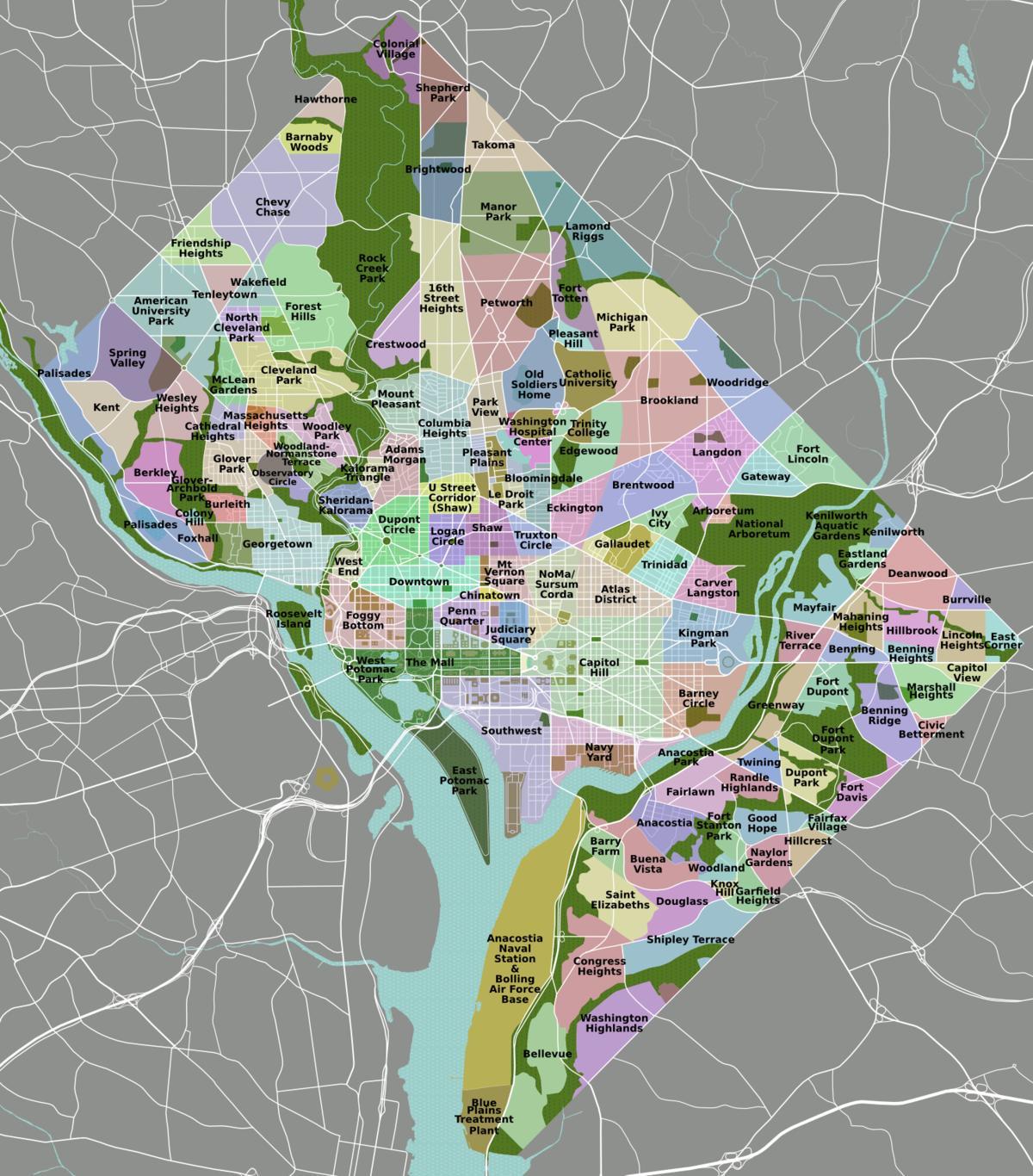 карта DC и окрестностях