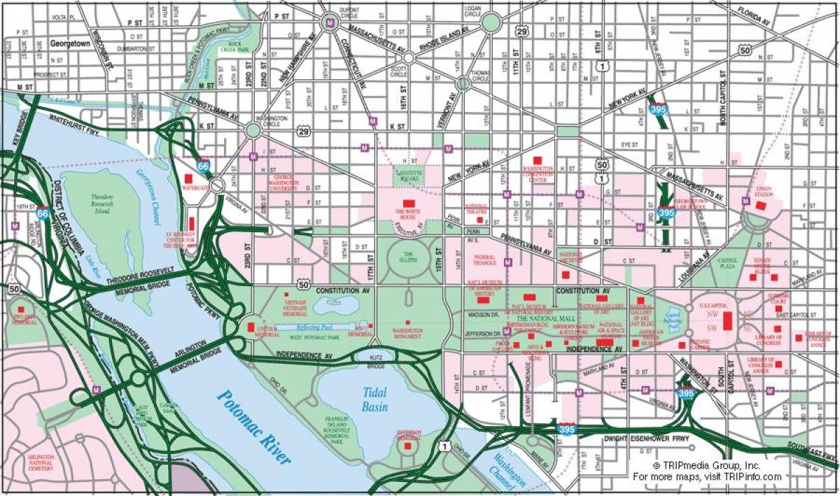 Вашингтон карта в центре города