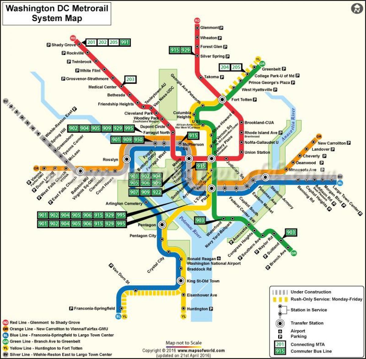 Вашингтон трамвайной карте