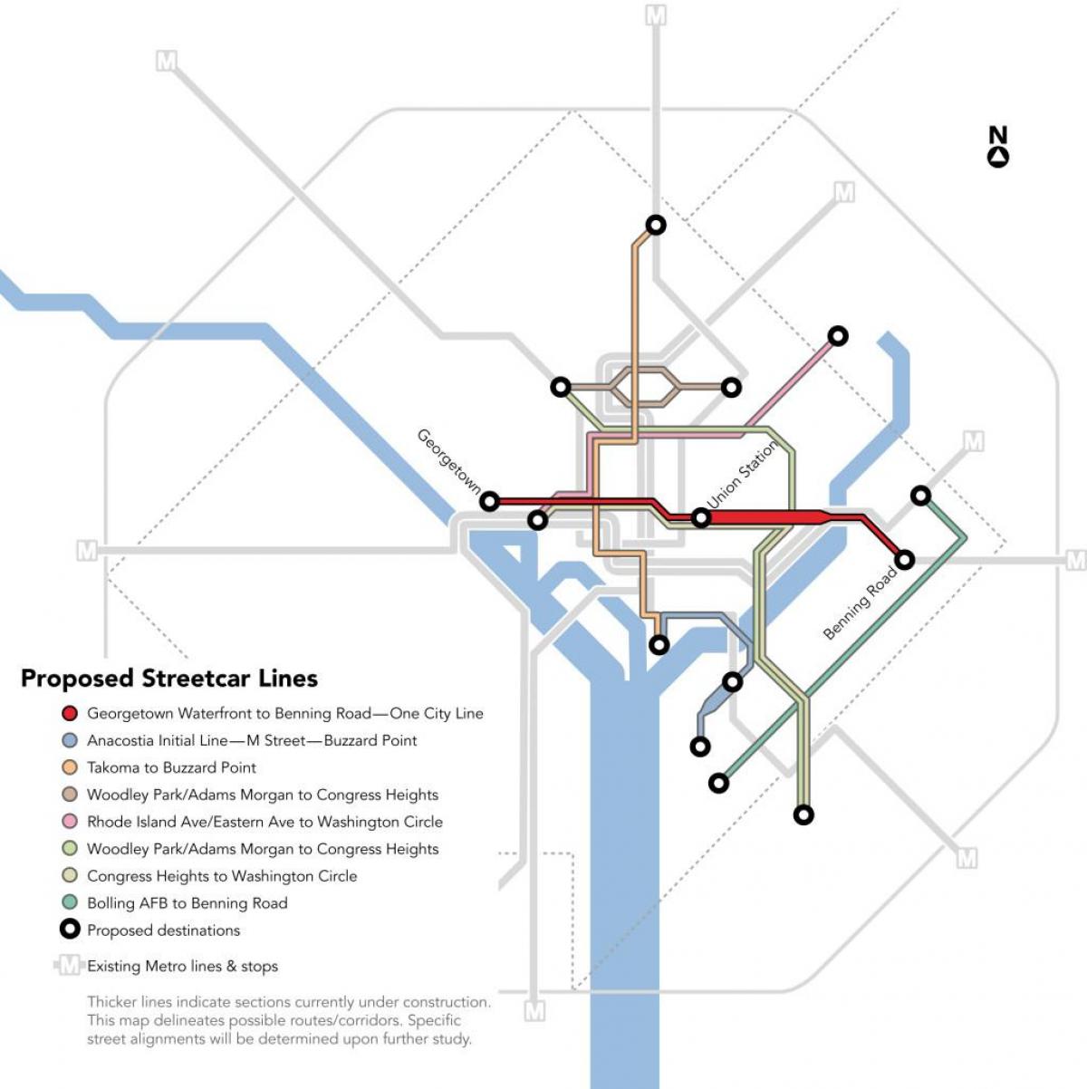Вашингтон, округ Колумбия трамвай карте