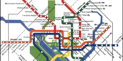 В Вашингтоне поезд метро DC карте