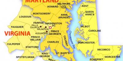 Карта Мэриленд, Вирджиния и Вашингтон, округ Колумбия
