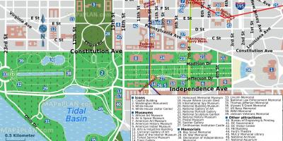 Карта Вашингтона, округ Колумбия Молл и музеи