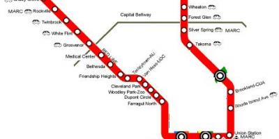 Вашингтон DC метро красная линия карте