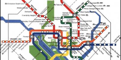 В Вашингтоне поезд метро DC карте